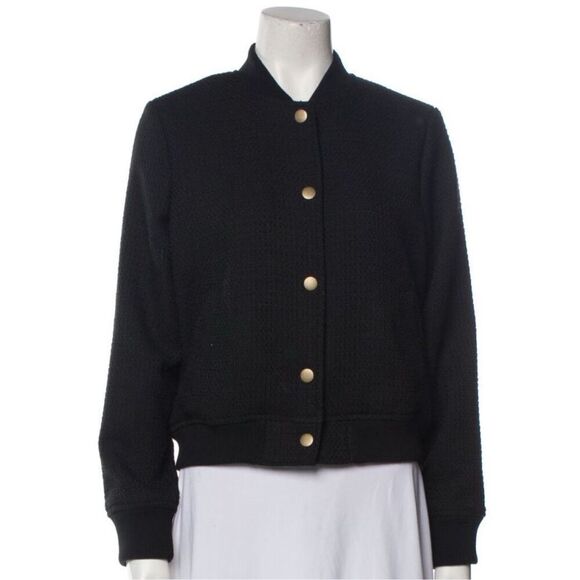 Rachel Zoe Womens Snap Front Baseball Bomber‎ Jacket Black Size Medium NWT - Picture 1 of 9